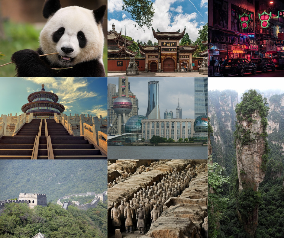 Collage foto delle meraviglie autentiche della cina